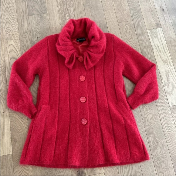 Vintage VENESHA sz S Angora Ribbed Lined Convertible Neck Sweater